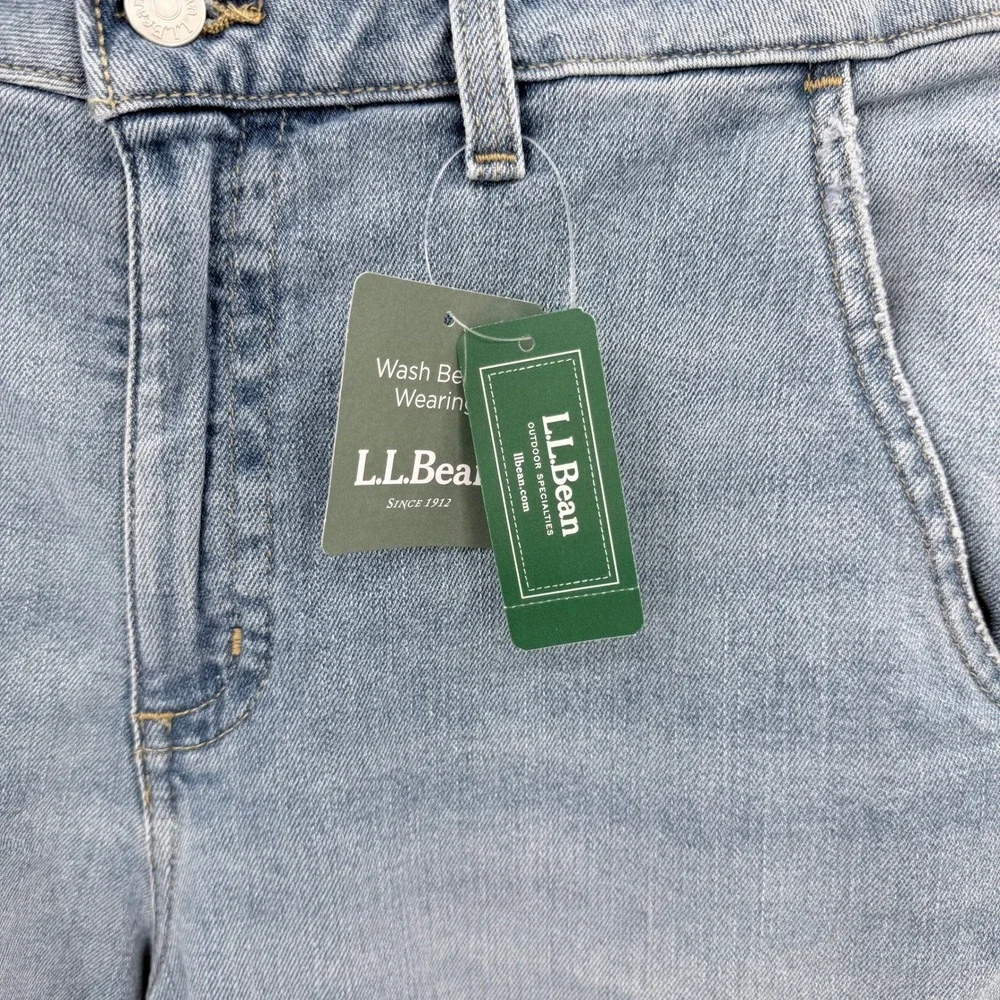 LL Bean 207 Vintage Jeans Womens 12 Reg Light Indigo Wide‎ Leg High Rise New